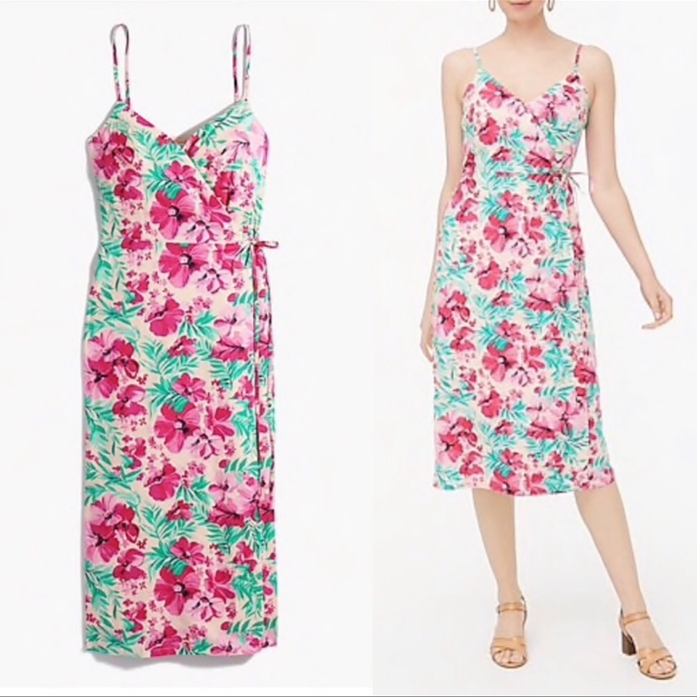 NWT J. Crew Pink Wrap Floral Midi Dress 4